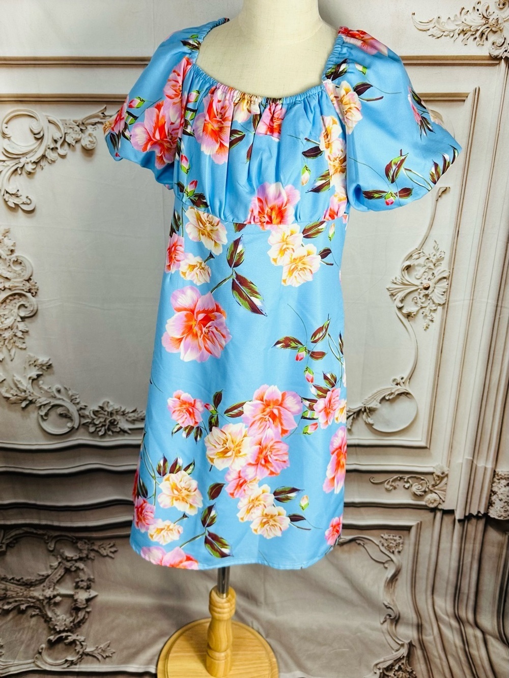 GB girls Light Blue Floral Tie-Shoulder Dress - Picture 2 of 8